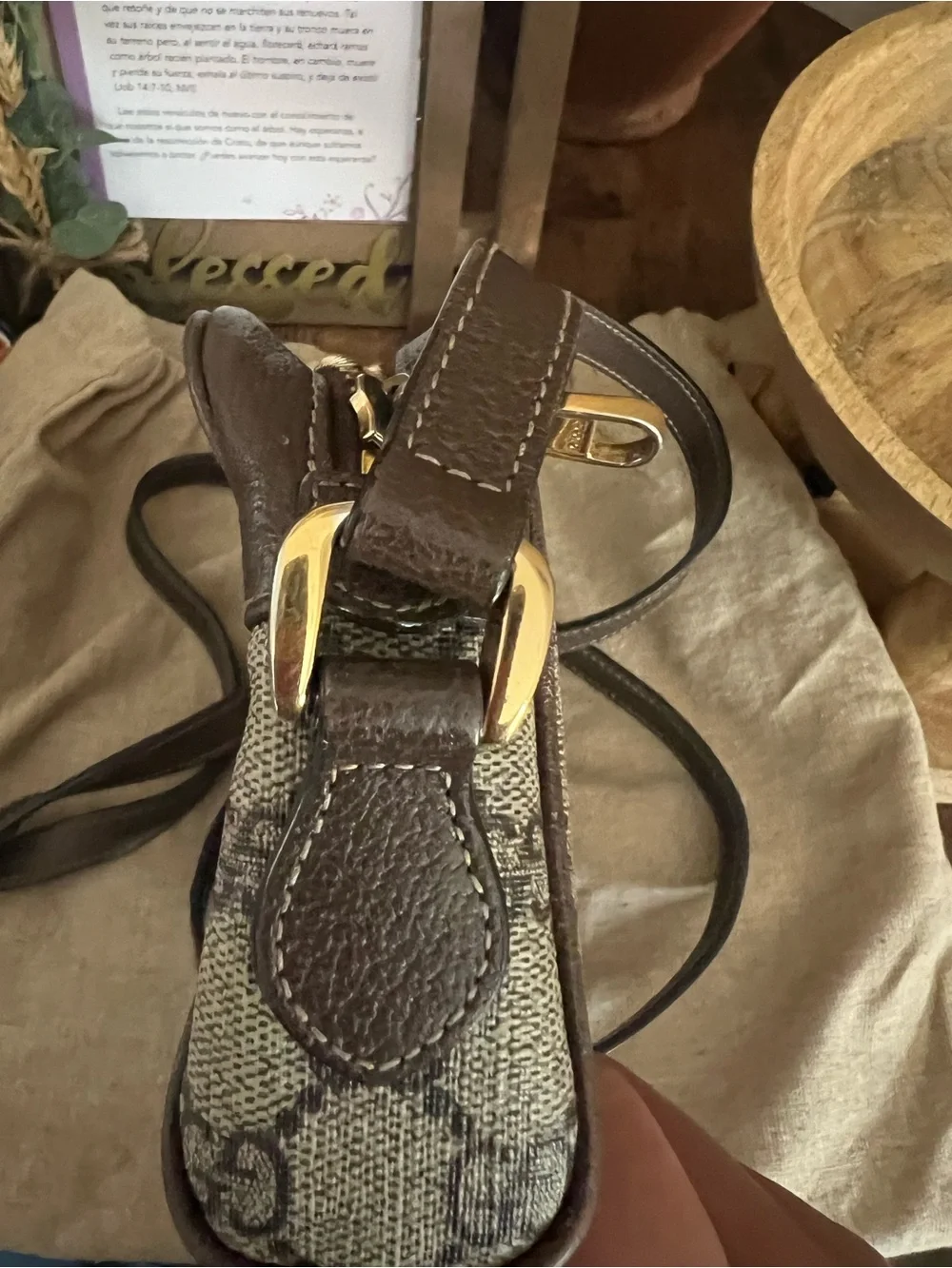 Gucci GG Canvas with Brown Leather and Green-Red Web